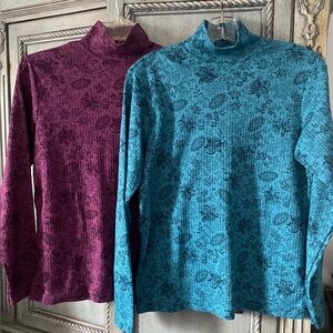 Bobbie Brooks Teal & Black Knit Top & Purple and Black Knit Top (sold together)